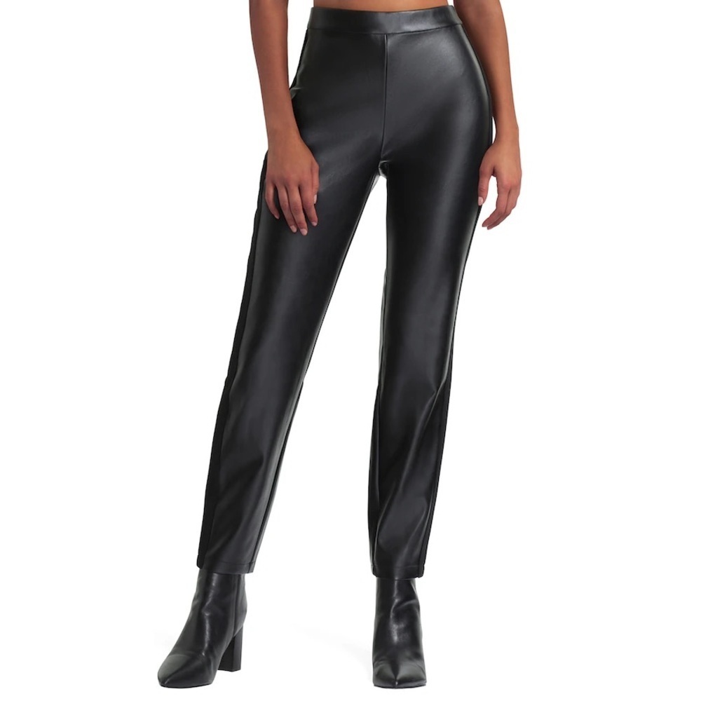 HALSTON Black faux Leather Pull On leggings Size S